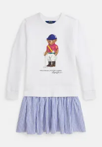 Платье из флиса с полосатой юбкой в стиле «медведь поло» 714y дневное платье Polo Ralph Lauren, White