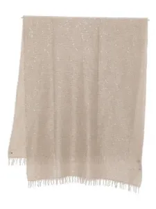 Шарф с бахромой, украшенный пайетками Fabiana Filippi, нейтральный