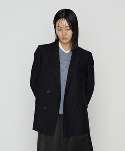 Двубортный пиджак из триацетатной шерстяной фланели в клетку Comme Ca, цвет 09:Navy