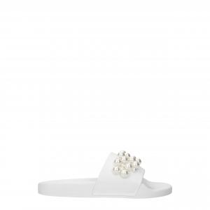 Белые кожаные тапочки-сандалии Stuart Weitzman, белый