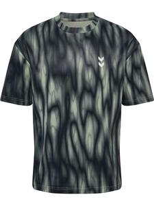 Футболка "Hiit Aop Loose T-Shirt S/S" зеленого цвета Hummel