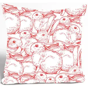 Королевская декоративная подушка «Бенно», милые зайчики Queence, цвет rot + bedruckt