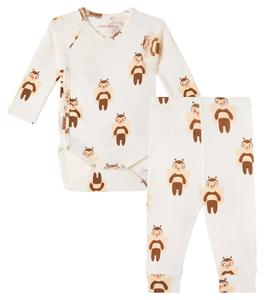 Комплект из хлопкового боди и штанишек с принтом для младенцев Mini Rodini, белый