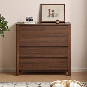 Lin'S Home Furnishing Комод 93х88 см для гостиной из массива дерева, 5 ящиков, цвет walnut