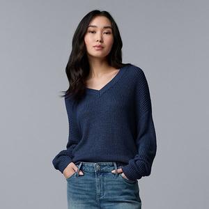 Женский свитер с v-образным вырезом Simply Vera Vera Wang, Liberty Navy