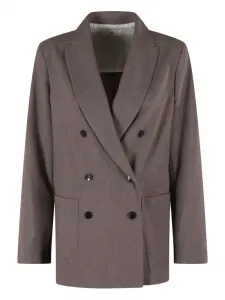 Двубортный блейзер с накладными карманами Myths, коричневый