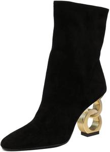 Женские ботильоны FSJ с закрытым круглым носком, цепочкой и высоким каблуком, на щиколотку, модные зимние прогулочные, стрейчевые короткие ботинки, размеры 4-16 США, Black-Suede