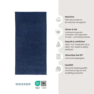 Полотенца Турин из 100% хлопка с сдержанным рисунком рисовое зерно MADE IN GREEN by OEKO-TEX Schiesser, темно-синий