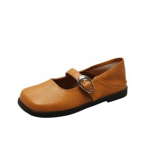 WUJI Женские туфли Мэри Джейн на массивном каблуке оранжевые, цвет Orange