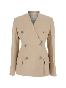 Двубортный пиджак без лацканов Tela, бежевый