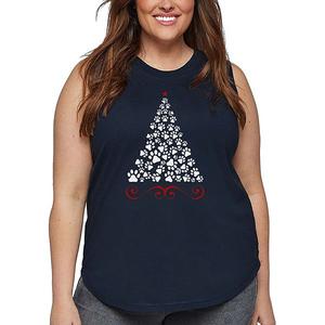 Футболка с принтом Paw Christmas Tree для женщин Plus Size La Pop Art, Navy