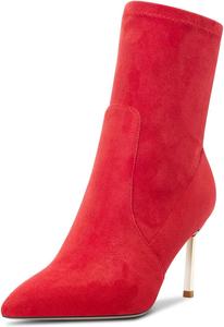 Женские ботильоны Castamere с заостренным носком на высокой шпильке, короткие ботинки на каблуке 3,3 дюйма, на молнии, классические для свадьбы, Red