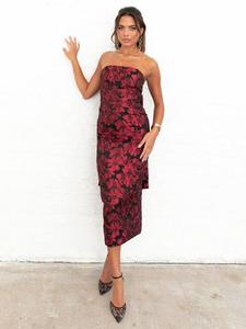 Флоральное платье миди с бандо Maya Deluxe, Red