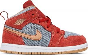 Кроссовки Air Jordan 1 Mid SE TD Denim Red, красный