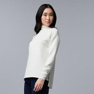 Небольшой топ-бикини с длинными рукавами и высоким воротником. Simply Vera Vera Wang, Natural Speckled Scuba