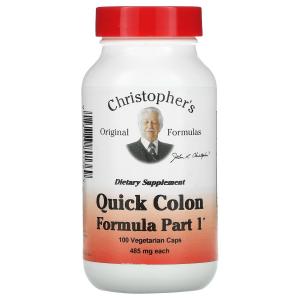 Christopher's Original Formulas Quick Colon средство для здоровья кишечника этап 1 485 мг, 100 вегетарианских капсул