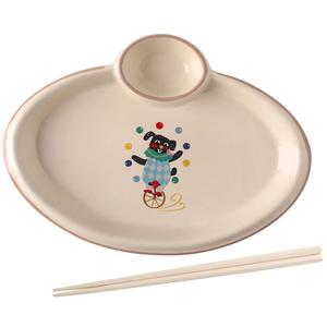 Набор посуды Kawasimaya, бежевый/оранжевый, тарелка 27 см с палочками для еды