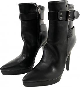 Женские ботильоны Frankie Hsu с сексуальной платформой на высоком каблуке, утепленные искусственным мехом, классические черные модные современные уютные ботинки, большие размеры, дизайнерские короткие ботинки с пряжкой для женщин и мужчин