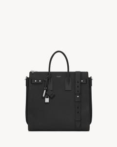 Сумка Sac de Jour North/South из зернистой кожи Saint Laurent, черный