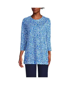 Женская туника из хлопка супима с рукавом 3/4 Lands' End, белый