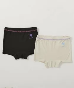 Удобные трусы-боксеры для девочек, комплект из 2 штук, детская одежда, для девочек, весна-лето 2026 Devirock, цвет 003-Black-Ivory
