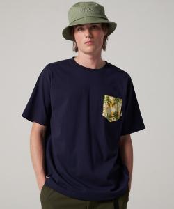 Футболка с коротким рукавом, с карманом, с узором Eddie Bauer, темно-синий