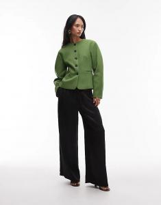 Блейзер Topshop с овальными рукавами зеленого цвета