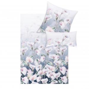 Estella Атласное постельное белье 135x200 см, синий цветочный узор