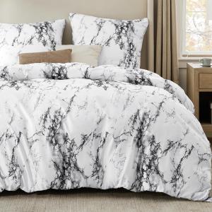 Комплект постельного белья Bedsure, 3 предмета, 155х220/80x80 см, белый/мрамор