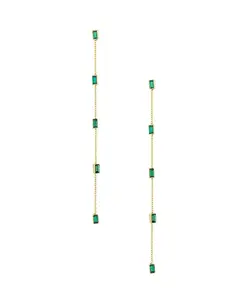 Серьги линейные багеты с покрытием из 18-каратного золота Ettika, green