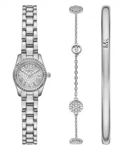 Женские часы Lexington с тремя стрелками, серебристого цвета, нержавеющая сталь, 19 мм, подарочный набор с браслетом Michael Kors, silver-tone