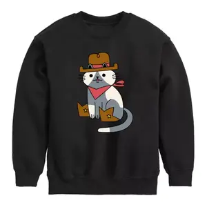 Мальчики 8-20 флисовая толстовка с ковбойским котом Licensed Character, черный