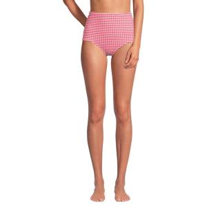Женские бикини-трусики с высокой талией и эффектом утягивания живота, в клетку, без застежек Lands' End, Rouge pink/white gingham