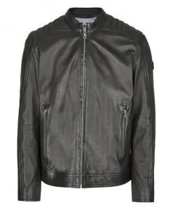 Классическая мужская кожаная куртка Bugatti, черный