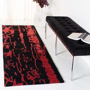 Ковер-ковер-дорожка SAFAVIEH, 77 x 305 см, Soho Collection, Black & Red, ручной работы из шерсти, идеален для помещений с высокой проходимостью в гостиной, спальне (SOH326B)