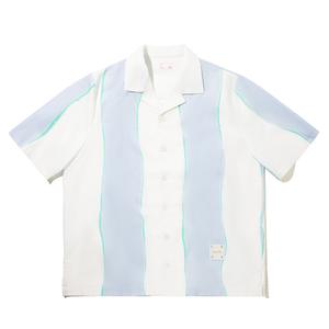 LiNing Рубашка мужская Champagne White/Dusty Gray Blue Stripes All Over Print