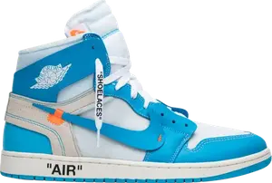 Кроссовки Off-White x Air Jordan 1 Retro High OG UNC Sample, синий