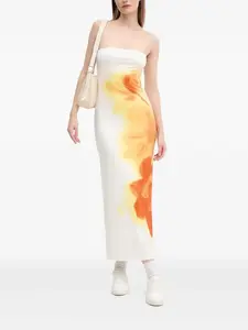 Платье макси без бретелек с цветочным принтом Desigual, белый