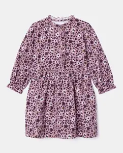 Платье для девочки с длинным рукавом из микровельвета с принтом по всей поверхности Kids El Corte Inglés, розовый