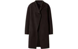 Вельветовое пальто женское коричнево-чёрное UNIQLO