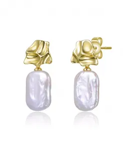 Серьги-Подвески из стерлингового серебра 14 карат с позолотой и пресноводным жемчугом Genevive, gold