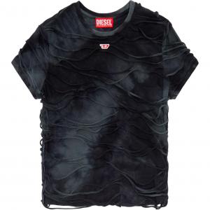 Футболка с круглым вырезом в технике тай-дай DIESEL, черный