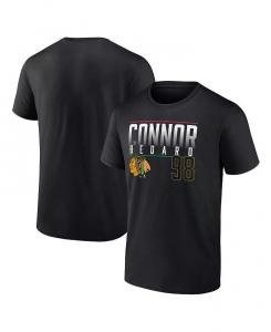 Мужская черная футболка с именем и номером Connor Bedard Chicago Blackhawks Fanatics, черный