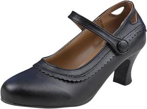 Женские универсальные туфли на невысоком каблуке с заостренным носком, нарядные туфли на низком каблуке, винтажные сандалии из веганской кожи с ремешком на щиколотке Ctreela, Black