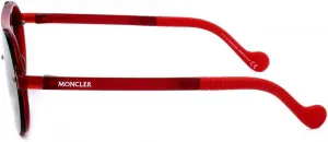 Солнцезащитные очки Moncler ML0064 - блестящая красная оправа, зеркальные линзы дымчатого цвета, диаметр линзы 53 мм ML00645366C, Red