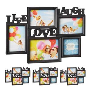 4 x Рамка для фотографий Relaxdays Live Love Laugh schwarz, черный