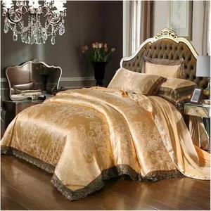 Generic Комплект постельного белья сатиновый с кружевом хлопковый