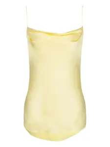 Шелковый топ на бретелях Balmain, желтый