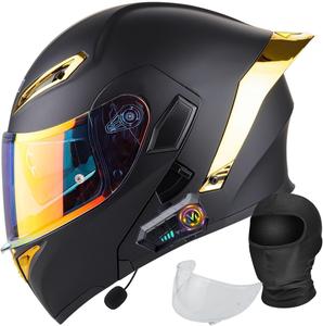 Шлем модульный Halying Motorcycle, черный / золотой