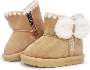 Детские зимние ботинки-сапожки для мальчиков и девочек, уличная теплая обувь для холодной погоды, 6, 9, 12, 15, 18, 24 месяца ISusuJo, B-Beige